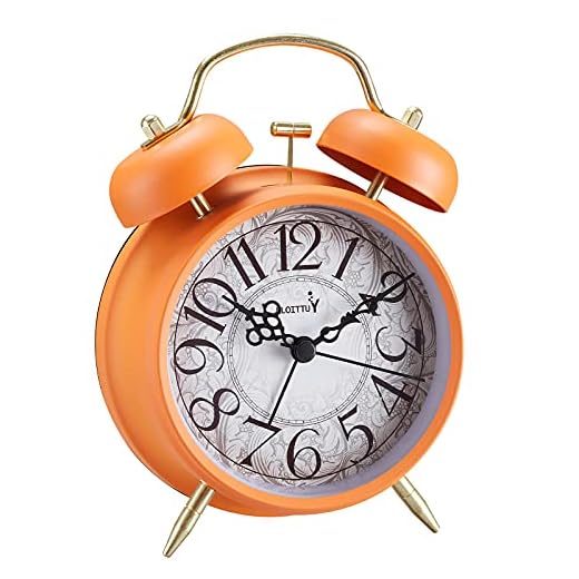 Loud Alarm for Deep Sleepers 4'' Retro & Fashionable Twin Bell Alarm Clock with Backlight for Bedroom and Home Decoration(Modern Orange)