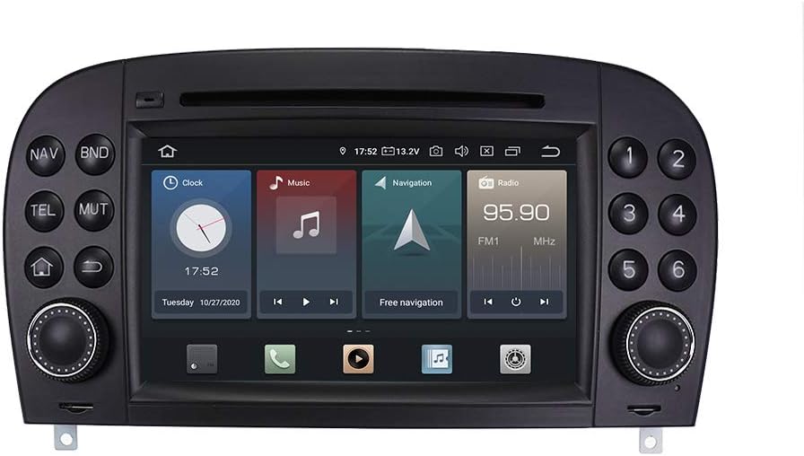 7" Touchscreen Navigation GPS Head Unit Radio CarPlay AndroidAuto Compatible with Mercedes SL SL350 SL500 SL55 SL600 SL65 AMG R230 NTG 1 Sound System/AGW System