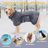 PETTOM Hundebademantel, Bademantel Hund mit Hohem Kragen, Hundebademantel für Große Mittelgroße und Kleine Hunde, Hunde Bademantel Mikrofaser mit Klettverschluss (Grau, L)