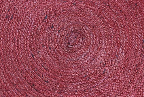 Tapis jute tressé main rouge design géométrique pour intérieur convivial