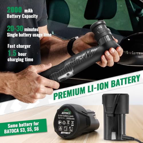 Image of BATOCA S5 Cordless Mini Car Polisher Buffer Sander Dual Action Rotary Polishing Machine for Car Motorcycle Detailing Polish Buffing 1inch 2inch 3inch Polishing Pad Kit with 2x 12V Battery 2000-5500RPM