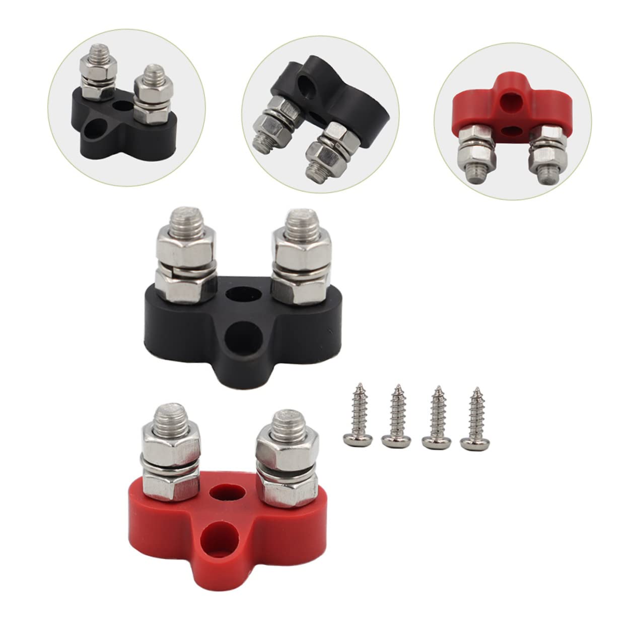 Lurrose 3 Set Barra Bus Terminal Per Auto Furgoni E Yacht Connettore Doppio Per Batteria Resistente E Facile Installare 2 Pezzi*3
