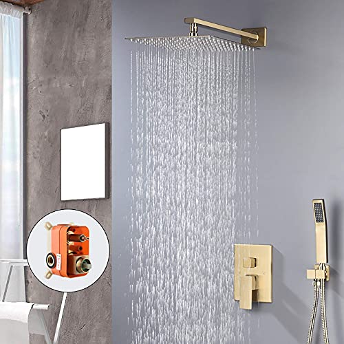 Ensemble de douche effet pluie or brossé en acier inoxydable luxe - 3