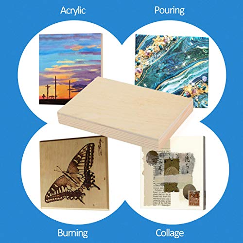 Falling In Art Unfinished Birch Wood Panels Kit For Painting, Wooden Canvas 4 Pack Of 4X6’’ Studio 3/4’’ Deep, Cradle Boards For Pouring, Art, Crafts, Burning And More #TOP1