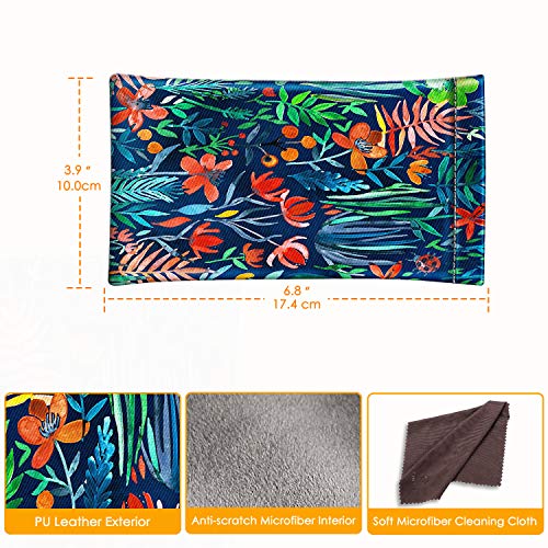 Image of FINTIE Soft Eyeglasses Case with Cleaning Cloth, Portable Squeeze Top Vegan Leather Glasses Pouch, Sunglasses Eyewear Bag