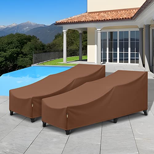 Arcedo Lounge Chair Covers Waterproof, 2 Pack Outdoor Chaise Lounge Covers, Durable Patio Chaise Covers With 4 Straps, 84" L X 32" W X 30" H, Brown #TOP6
