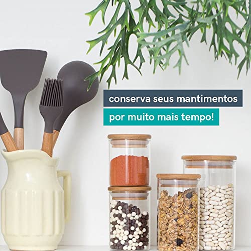 Potes De Mantimentos de 200ml com Tampa Bambu Oikos - 6 Pçs