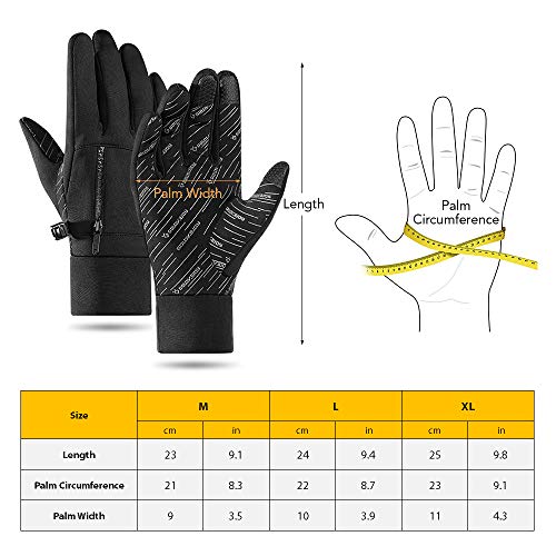 Lixada Luvas de esqui, luvas de inverno impermeáveis com tela sensível ao toque, luvas de neve à pro