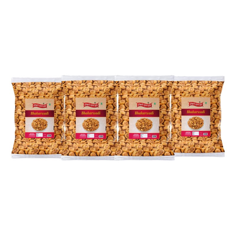 Image of OKHLI MUSAL BRAND Classic Rajasthani Rajwadi Tradition Bhakarwadi Mouth-watering Crunchy, Light and Flavourful Snack| Marwar Bhakarwadi Bikaneri| Tea Chai Party Snack Namkeen Savoury Snack-850g*4Pack