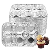 SENENQU Pack of 50 Aluminum Foil Muffin Pans, Holds 6 Cupcakes/Muffin & Pie foil Pan, Standard Size Cupcake...