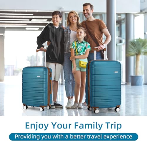 Image of LARVENDER Luggage Sets 4 Piece, Expandable Hardside Suitcase Sets with Spinner Wheels TSA Locks, Lightweight Rolling luggage for Men and Women, Blue