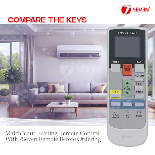 Image of 7SEVEN Compatible with O General AC Remote Control AR-RY18 Model 107C Suitable for 1 1.5 2 Ton Split & Window Air Conditioner - Match Key by Key Exactly with existing OGeneral AC Remote Function