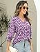 AKEWEI 3/4 Sleeve T Shirts for Women Womens Blouses for Work Professional Women Shirts Cute Outfits Summer Womens 2025 XL Purple Floral