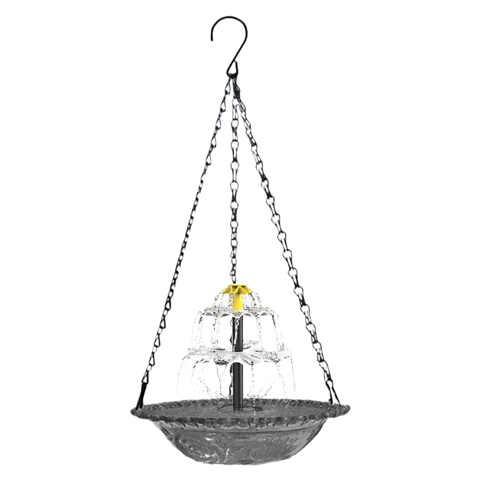 Fuentes de agua solares para aves en patios y terrazas con flores
