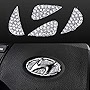 AEEIX Bling Steering Wheel Logo Caps Compatible with Hyundai, DIY Diamond Crystal Emblem Accessories Interior Decorations for Women