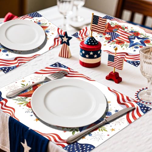 50Pcs 4th of July Paper Placemats, Patriotic Disposable Placemats - 11 x 16 Inch Fourth of July Place Mats Red White and Blue Table Mats for Independence Day Party Dinner Table Setting — view 5