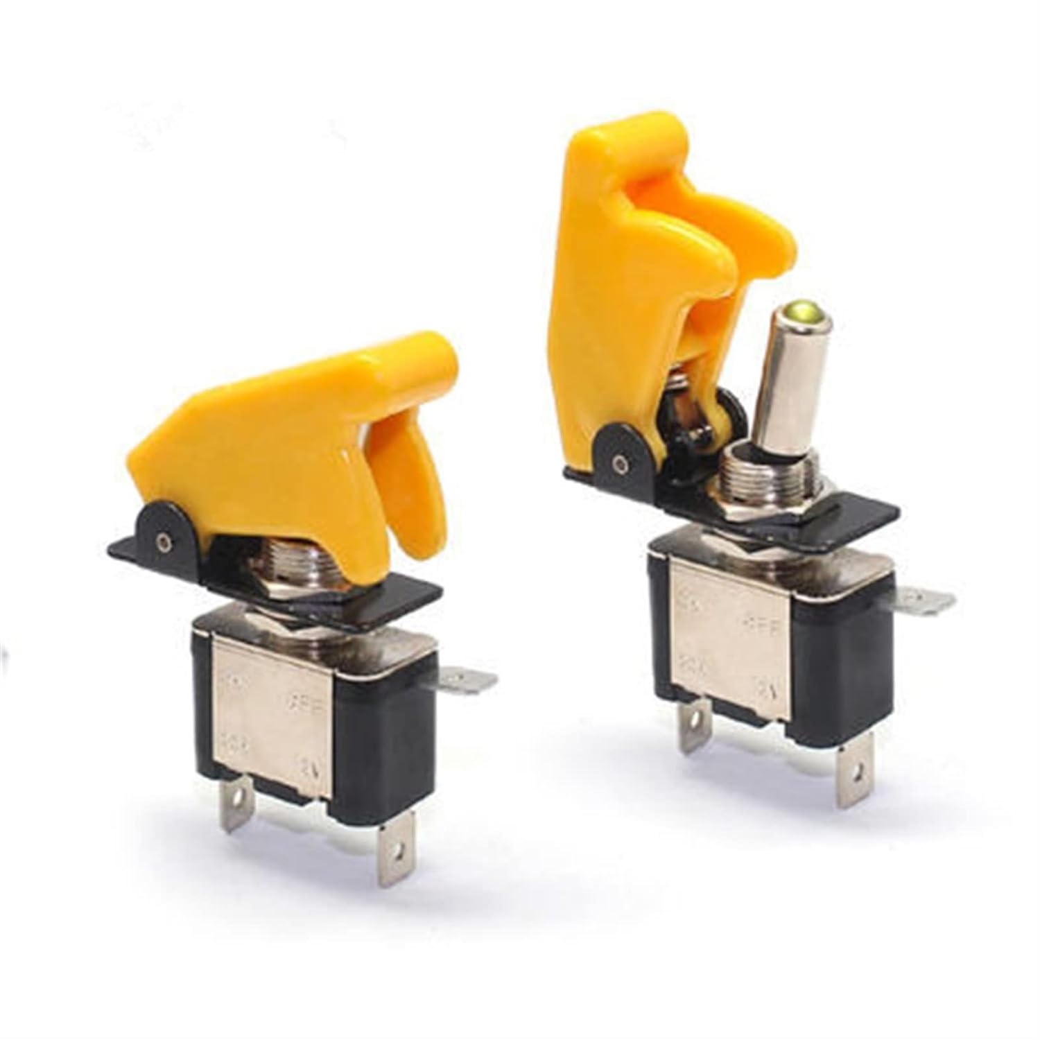 10Pcs Auto car Boat Truck Illuminated Led Toggle Switch with Safety Plane Flip Up Protection Cover 12V20A(9)