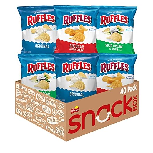 Ruffles Potato Chips Variety Pack, 1 Ounce (Pack of 40)
