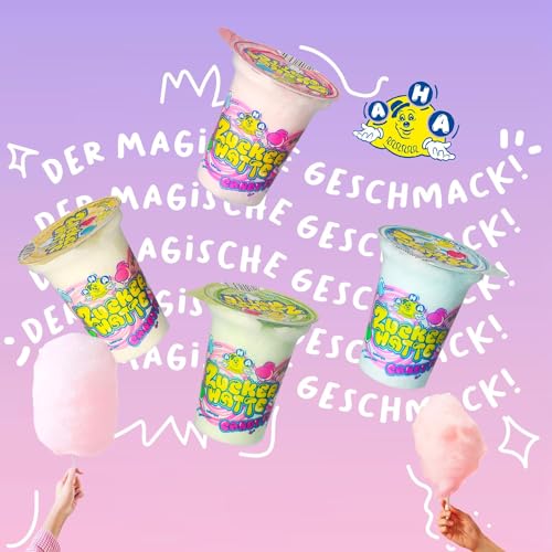 AHA Zuckerwatte 4 bunte Sorten, 36 x 20g im Becher, Premium Qualität, Vorratspackung, 4 Geschmackssorten wie auf dem Jahrmarkt für Party, zuHause, Gartenparty, Feier – Bild 8