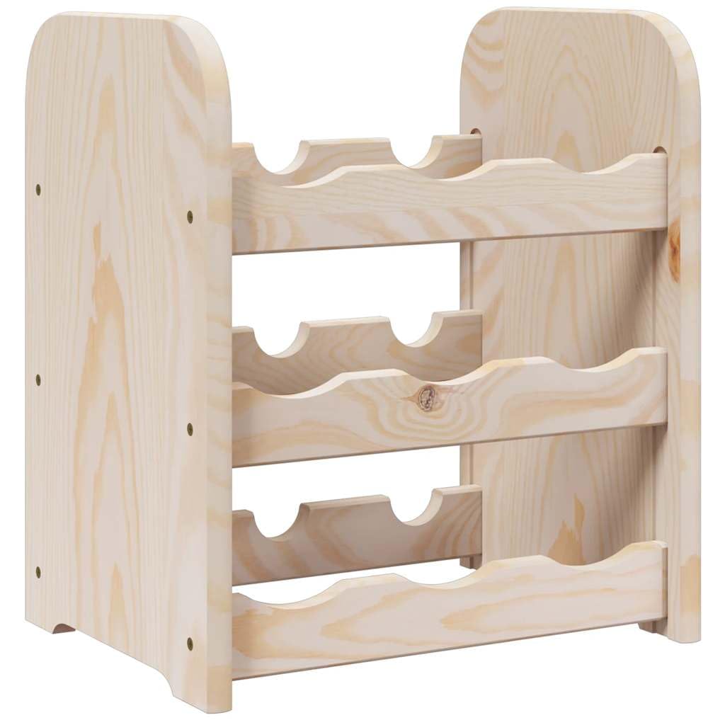 Weinregal aus massivem Kiefernholz 33x25x37 cm mit 3 Ebenen für 9 Flaschen, Flaschenhalter und Lagerung, Küchenregal für Esszimmer, Keller, Bar und Speisekammer