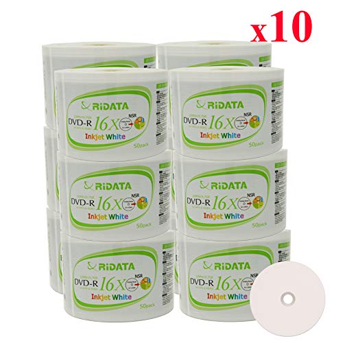 6000 Pack Ridata DVD-R 16X 4.7GB 120 Min White Inkjet Hub Printable Blank Data Video Media Recordable Disc