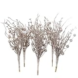 Factory Direct Craft Group of 6 Sparkling Platinum Artificial Twig and Berry Embellishing Sprays for Crafting, Florals, and Displays