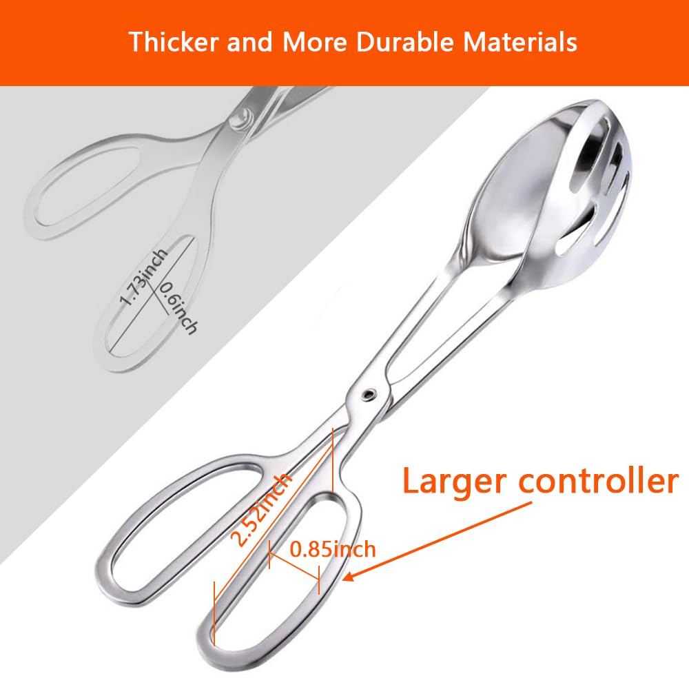 Juego de 2 pinzas para ensalada de acero inoxidable con asas de tijera, alicates de comida para fiesta/catering, cocina, pastelería, pan, sándwich, restauración, barbacoa/fruta