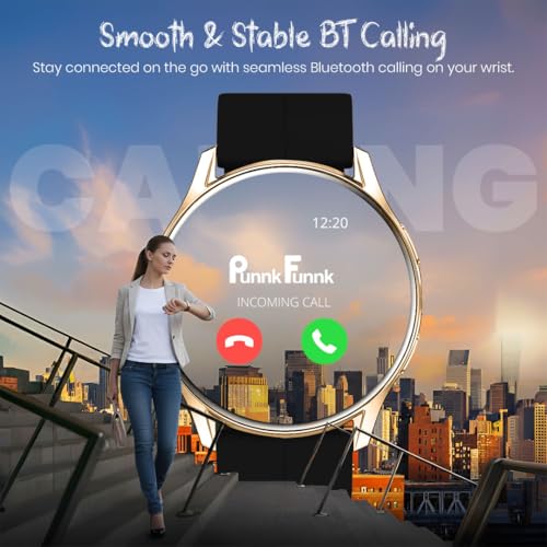 Image of PunnkFunnk Active 2 Smartwatch, 1.39 inch HD Round Display, Bluetooth Calling, Heart Rate & SPO₂, 100+ Sports Modes, IP67, Long Battery Life for Men & Women (Magnetic Black Gold Dial)