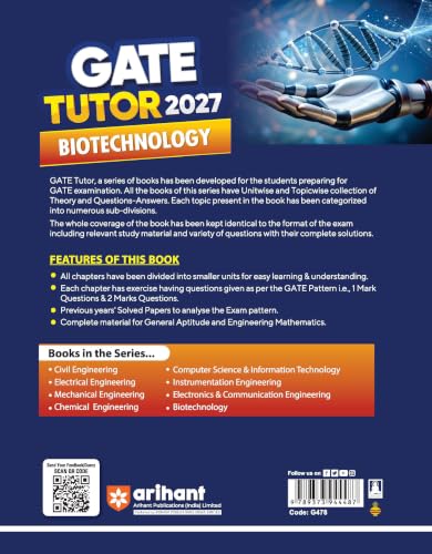Image of Arihant GATE Tutor 2027 Biotechnology | Solved Papers 2023-2026 & 3 Mock Tests | Complete ECE Preparation Book | Pfo. BM Agarwal, Akansha Singhal, Vidhika Goel