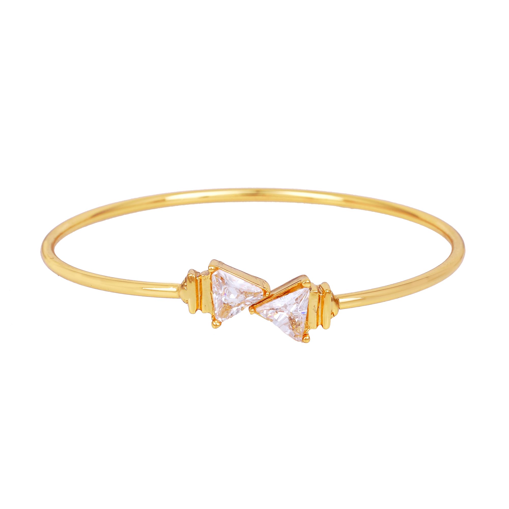 Estele Jewellery Bracelet For Women Gold Plated Dazzling Free Size Cuff Kada Bracelet with White Crystals for Girls and Women-101555 BR