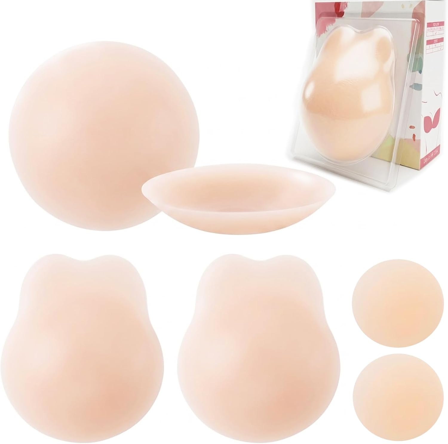Nooshnips Nipple Covers for Women, Pasties with Lift, Reusable Silicone Sticky Nipple Covers, 3 Pairs Nipple Cover