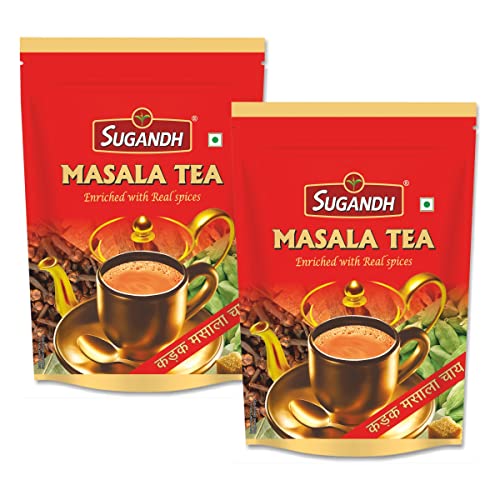 Image of Sugandh Masala Tea | 1KG X2| Pack of 2 | Made with Real Spices - Ginger, Cardamom, Cloves, Black Pepper | 100% Natural Ingredients | A Perfect Premium Cup of Tea for Chai Lover