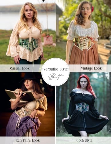 Image of Scarlet Darkness Corset Belt for Women Floral Lace Up Boned Underbust Corset Waist Belts