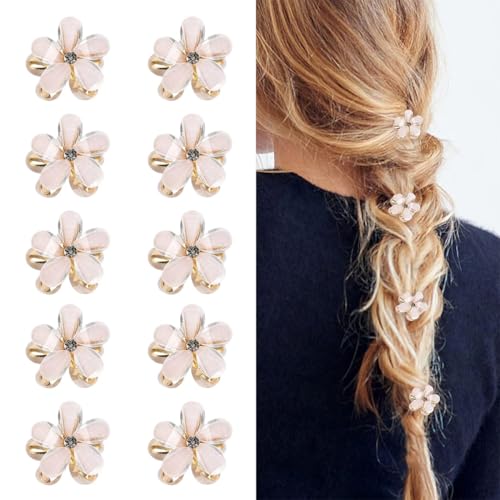 10 Pcs Petites pinces à cheveux fleur, mini diamant Perle fleur petite accessoires de cheveux pour femmes filles fête d'anniversaire mariage célébration...