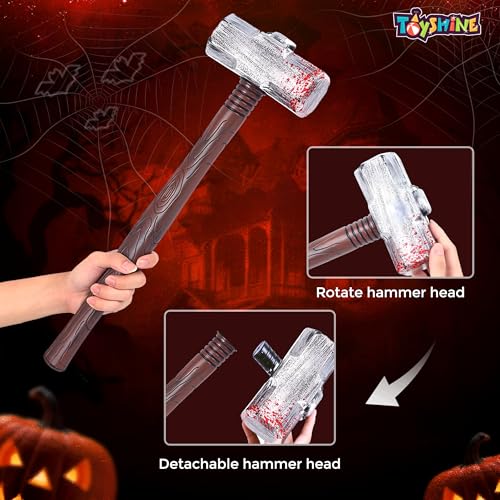 Image of Toyshine Simulated Plastic Bloody Long Handled Hammer Toy Fun Entertaining Fancy Dress /Theme Halloween Birthday Party Prop For Boys Girls