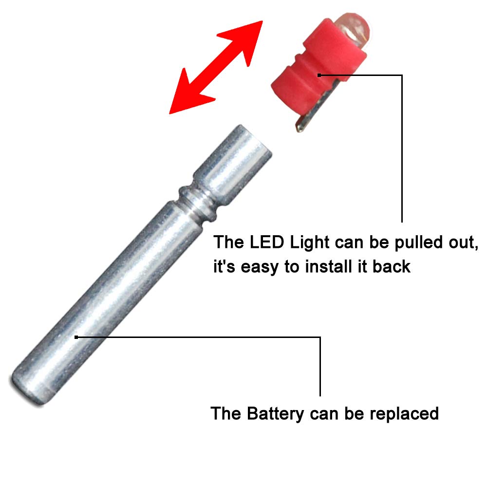 Reikawa Bobber illuminato a LED per esche da pesca, bobine da pesca, luci a penna, nock, galleggianti da pesca, luci a palo, lampeggiatori a LED, 6 pezzi