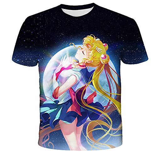 NICHIYO Sailor Moon T-Shirt Unisex Stampa 3D Estate Girocollo Uomini Sport Tempo Libero Manica Corta Fitness Outdoor T-shirt Bambini T-shirt