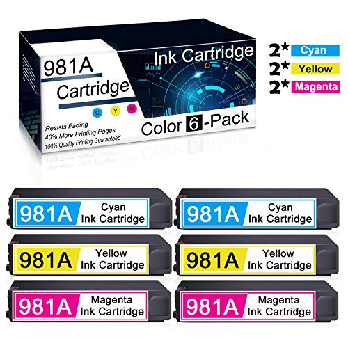 (6PK,2C+2Y+2M) Compatible Remanufactured 981X Ink Cartridge Used for HP PageWide Enterprise Color 556dn 556xh 556 Printer Series Flow MFP 586z 586dn 586f 586 Series Printers.
