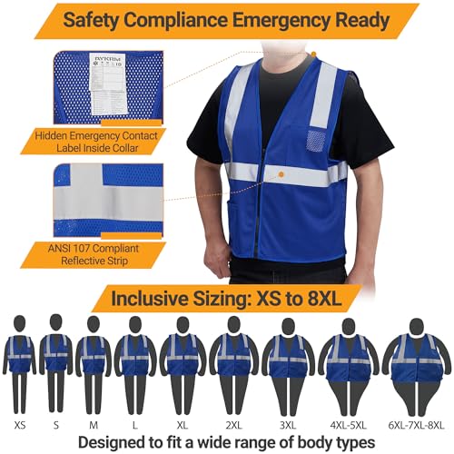 Image of AYKRM 2 Pocket Mesh High Visibility Reflective Safety Vest for men & Women ANSI /ISEA 107 Standards