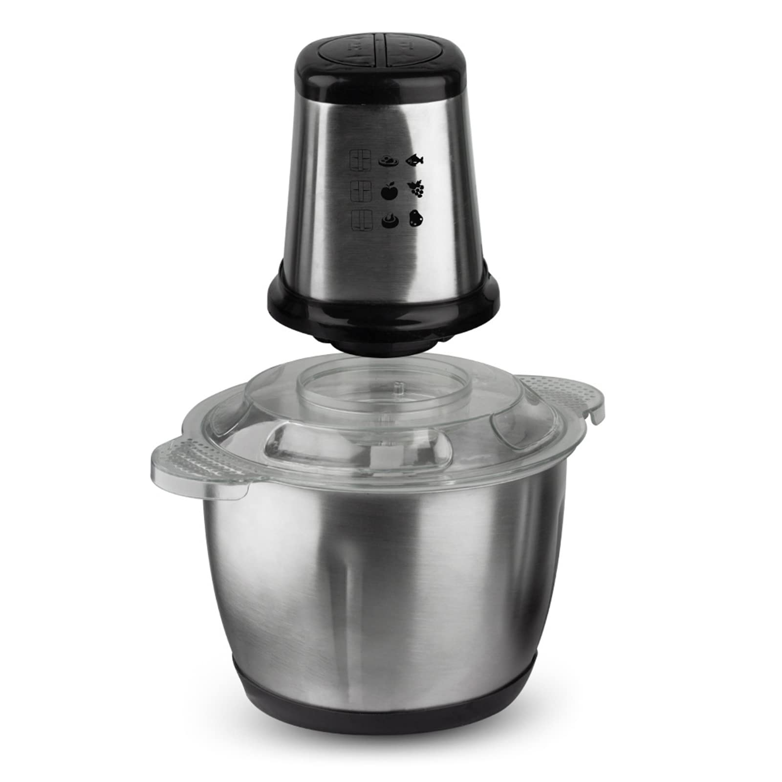 Picadora eléctrica de alimentos, picadora de carne de 1000 W con 4 cuchillas, cuenco de acero inoxidable de 3 L, procesador de alimentos versátil para carne, verduras y frutas