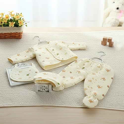 Image of Presents New Born Baby Winter Wear Printed Baby Clothes 5Pcs Sets 100% Cotton Boys Girls Unisex Baby Cotton /Winter or Flannel Suit Infant Clothes