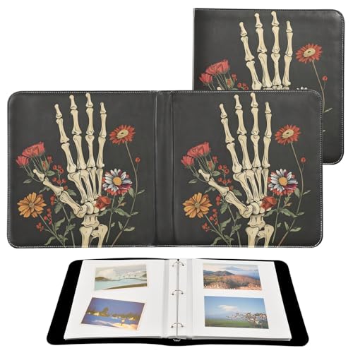 Álbum de fotos grande JIPONI con diseño de calavera de Halloween y cubierta de cuero, álbumes DIY para fotos de 4x6, 5x7 y 6x8 pulgadas, libro de recuerdos autoadhesivo para bodas, bebés y familia miniatura 2