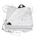 SUMORISE Abdeckplane 3.5x6m Plane Wasserdicht Heavy Duty Planen, 140g/m² Transparente Mehrzweckschutzplanke, Verstärkte Kanten im Freien wasserdichte Poly Tarps Abdeckung,UV-beständig (Weiß, 3.5x6m)