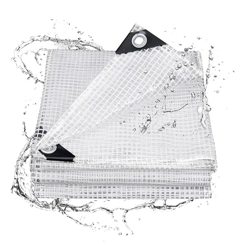 SUMORISE Abdeckplane 3.5x6m Plane Wasserdicht Heavy Duty Planen, 140g/m² Transparente Mehrzweckschutzplanke, Verstärkte Kanten im Freien wasserdichte Poly Tarps Abdeckung,UV-beständig (Weiß, 3.5x6m)