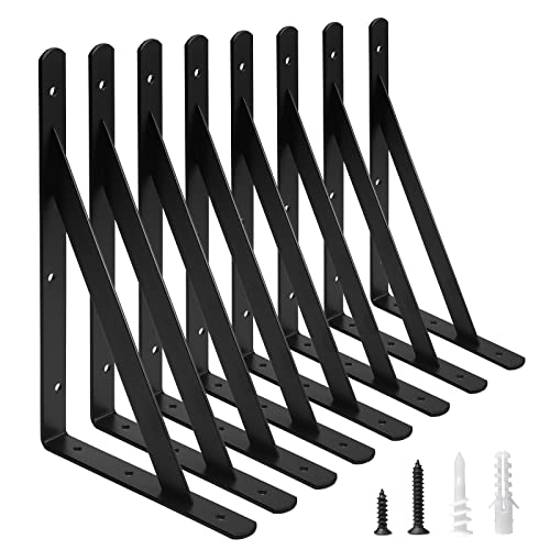 AWX Heavy Duty Shelf Brackets 12 inches x 8 inches with Screws 8 Pack