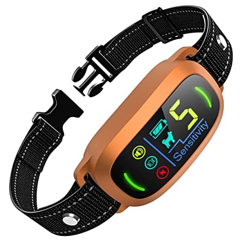 FAFAFROG Dog Bark Collar, Rechargeable Smart Collar, Anti Barking Training Collar with 5 Adjustable Sensitivity Beep Vibration Shock, Bark Collar for Large Medium Small Dogs(Brown)-019 Cover