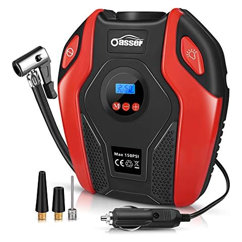 Oasser Air Compressor Tire Inflator Pump Electric Portable Air Infaltor with Digital LCD LED Light Auto Tire Pump 12V DC 150 PSI for Car Truck Bicycle RV and Other Inflatables P6 Cover