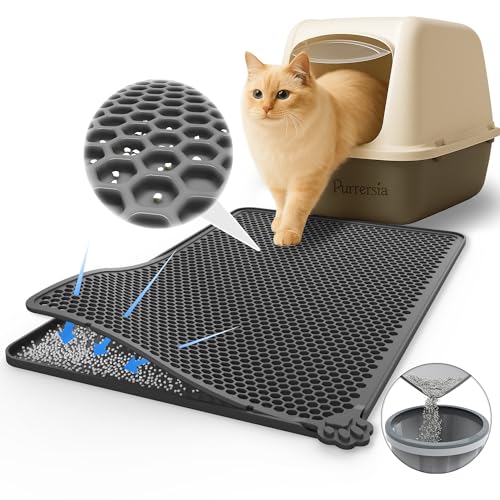 Purrersia Tapete de silicone para armadilha de areia para gatos, macio nas patas, tapete de camada d