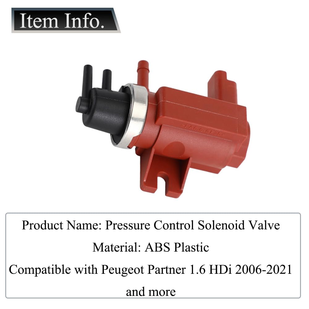 Vanne électromagnétique de pression turbo compatible avec Peugeot Partner 206 207 307 308 607, convient pour Ford Focus Fiesta Focus Fusion, convient pour Citroën BERLINGO C4 C5