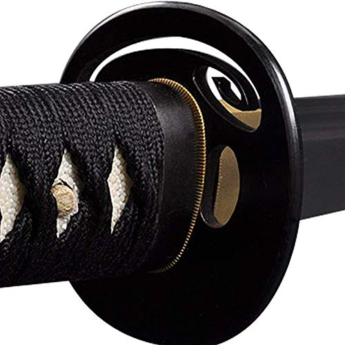 Handmade Sword - Japanese Samurai Katana Swords, Battle Ready, Hand Forged, 1095 Carbon Steel, Clay Tempered, Folded, Full Tang, Sharp, Smoke Cloud Tsuba, Black Scabbard, Certificate